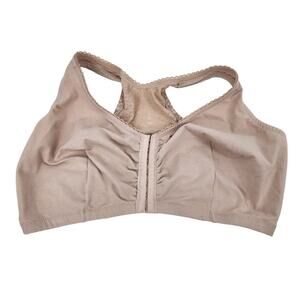 Glamorise Nude Clasp Front Wire Free Full Coverage Bra Size 46DD